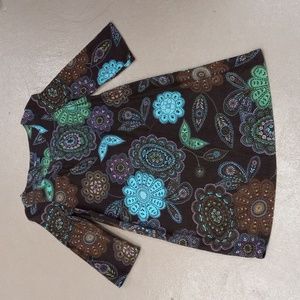 GapKids Brown, Floral, 3/4 Length Sleeve, Corduroy Dress